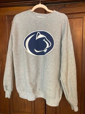 Gray Crewneck Sweatshirt with Navy Penn State Nittany Lion Graphic